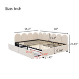 Full Size Upholstered Daybed with 2 Drawers, Velvet Sofabed with Soft Fabric Headboard, No N733P194901A