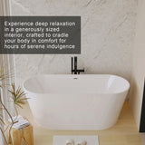 55" Acrylic Freestanding Bathtub, Stand Alone Soaking Tub, Glossy White Acrylic, Toe-tap Chrome W1675P291373