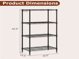 4-Tier Heavy-Duty Metal Wire Shelving, 600 lbs Total Load Capacity with Anti-Toppling Kits for 31552337