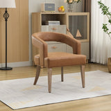 25.79" Wide Modern Barrel Open Back Upholstered Accent Chair with Wooden Legs Chairs for W3118P254206