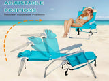 5-Position Adjustable Backpack Beach Chair with Storage Bag, Cooler Pouch & Side Bags Ideal for 80204580