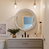 23.62 inches Wood Round Decorative Mirrors for Wall Decor, Rustic Circle Mirror for Bedroom, W2295P246675