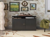 Litter Box Enclosure, Cat Litter Box Furniture with Hidden Plug, 2 Doors,Indoor Cat Washroom Storage 54231730