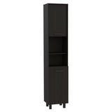 Hobart Pantry, Four Legs, Three Interior Shelves, Two Shelves, Two Cabinets -Black B07091870