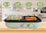 2-in-1 Electric Hot Pot & Grill Combo, Dual Separate Temperature Control, Non-Stick Die-Cast 10655082