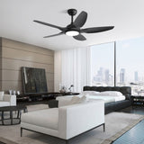 ZUN 48 Inch Ceiling Fan with Dimmable LED Light and Remote Control, 5 ABS Blades DC Motor Black W934P211114