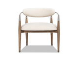 Artemis Mixed Material Upholstered Dining Arm Chair, Warm White Chenille B2719P269267