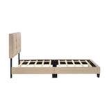 1pc Twin Platform Bed Light Brown Velvet Upholstered Adjustable Height Headboard Button Tufted Solid B011P203575