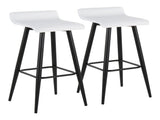 Contemporary Fixed-Height Bar Stool in Black Steel and White Faux Leather - Set of 2 B202P222131