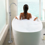 Floor Mount Bathtub Faucet Freestanding Tub Filler Brushed Nickel Standing High Flow Shower Faucets 40466420