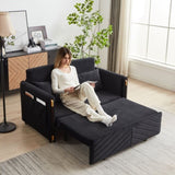 MH 54" Modern Convertible Sofa Bed with 2 Detachable Arm Pockets, Velvet Loveseat Sofa with Pull Out W1193P254888