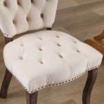 ZUN French Vintage Tufted Upholstered Fabric Dining Chair,Set of 2,Beige,SW1869BG W1143P214540