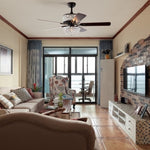 ZUN 52 Inch Dual Crystal Shade Ceiling Fan with 5 Wood Blades, Two-color fan blade, AC Motor, Remote W1592P182146