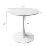 ZUN 32"Modern Round Dining Table with Printed White Marble Table Top,Metal Base Dining Table, End Table W75764013