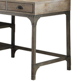 Weathered Oak and Antique Silver 3-Drawer Writing Desk B062P215483