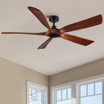 ZUN 60 in. Farmhouse Walnut Wood Ceiling Fan with Remote Control,without Light W1367141065