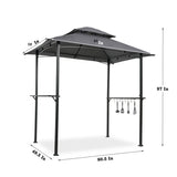 Outdoor Grill Gazebo 8 x 5 Ft, Shelter Tent, Double Tier Soft Top Canopy Steel Frame with hook W41918149
