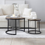 Set of 2 Coffee Table Nesting Side Round End Table Top Sturdy Metal Frame Desk Centerpiece Living W1117P209519