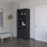 ZUN Black Bar Cabinet with Wine Storage and Three Shelves B062P193657