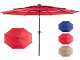 10 FT 3-Layer Solar Patio Umbrella, 32 LED Lights Market Umbrella with Adjustable Tilt, 8-Rib 60119567