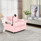Convertible Sleeper Chair Sofa Adjustable Pull Out Sleeper Chair Multi-Pockets Folding Sofa W2353P268319
