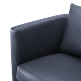 Sutton Midnight Blue Faux Leather Swivel Barrel Chair B050P322588