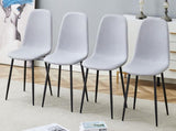 Comfortable Linen-Cotton Dining Chair Set - Six Pieces in Light Gray.Integrated Seat and W1151P228096