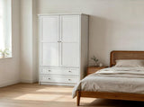 () Particleboard Wardrobe with Melamine Finish Featuring 2 Doors and 2 Drawers 40223349