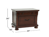 Rubber Wood 2 Drawers Nightstand in Antique Cherry Finish B016P251353