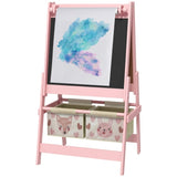 Art Easel with Paper Roll, Blackboard, Whiteboard, Storage, Pink 71861754