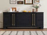 TREXM Sideboard Buffet Cabinet with Storage, Wood Sideboard with Adjustable Shelves and Gold Handles N715P232696B