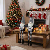 2PCS Set Christmas Gnome Decorations 4.3x3.5x23.5" Fabric Sitting Gnomes with Wings & Black-White 75135801