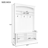 ZUN 47.2'' Wide Hall Tree with Bench and Shoe Storage, Multi-functional Storage Bench with 3 Hanging 25226276