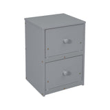 Twin Loft Wood Bed with Under-bed, Built-in Desk, a Storage Cabinet of 2 Drawers, Guardrails, W504P193786