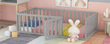 Twin Size Wood Daybed Frame with Fence, Gray WF299299AAE