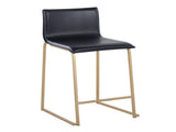 26" Contemporary Counter Stool in Gold Metal and Black Faux Leather - Set of 2 B202P222052