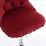 Swivel Velvet Barstools Adjusatble Seat Height from 25-33 Inch, Chrome base Bar Stools with Backs W1143124782