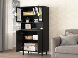 Tempered Glass Door Tall Storage Bookcase with adjustable board, 4 doors MDF painting finished W409P171434