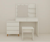 LED Lighted Makeup Vanity Table with Mirror - White Beauty Station with Storage Drawers, Matching W2139P306365