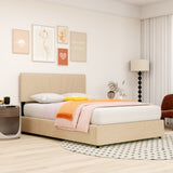 ZUN Full Upholstered Platform Bed with Lifting Storage, Full Size Bed Frame with Storage and Tufted W1670P147577