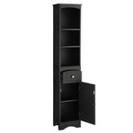 ZUN Tall Bathroom Cabinet, Freestanding Storage Cabinet with Drawer, MDF Board, Adjustable Shelf, Black WF289423AAB