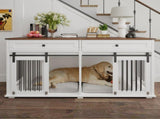 63'' Large Dog Crate Furniture for Double Dog, Wooden Dog Kennel with 2 Drawers,Divider and Sliding 39155818