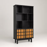 ZUN Bookcase with Cabinet, Bookshelf with Doors, Black&Honey W965P179467