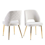 ZUN Off White Boucle Dining Chairs with Metal Legs and Hollow Back Upholstered Dining Chairs Set of 4 W1516P155020