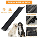 ZUN 63" Pet Ramp,Upgrade Folding Pet Ramp Portable Dog Ramp with Steel Frame 74599686