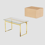 51" Modern Minimalist Rectangular Glass Dining Table for 4-6 with 0.31" Tempered Glass Tabletop and 31160130
