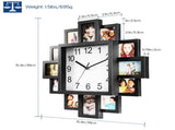 Decor Picture Frame Collage Clock 12 Photo Display Slots Wall Mounted Chic Farmhouse Wall Decor 09697869
