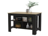 Rockaway 3-Shelf Kitchen Island Black Wengue and Light Oak B06280048
