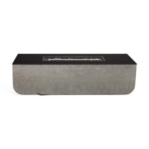 ZUN Outdoor Patio Concrete Fire table, Rectangle Gas Burning 56-Inch Fire Pit - 50, 000 BTU, Light Gray 11233666