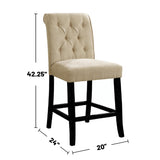 Set of 2 Padded Chenille Dining Chairs in Beige and Antique Black B016P156584